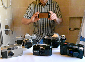 The five cameras used to shoot this book